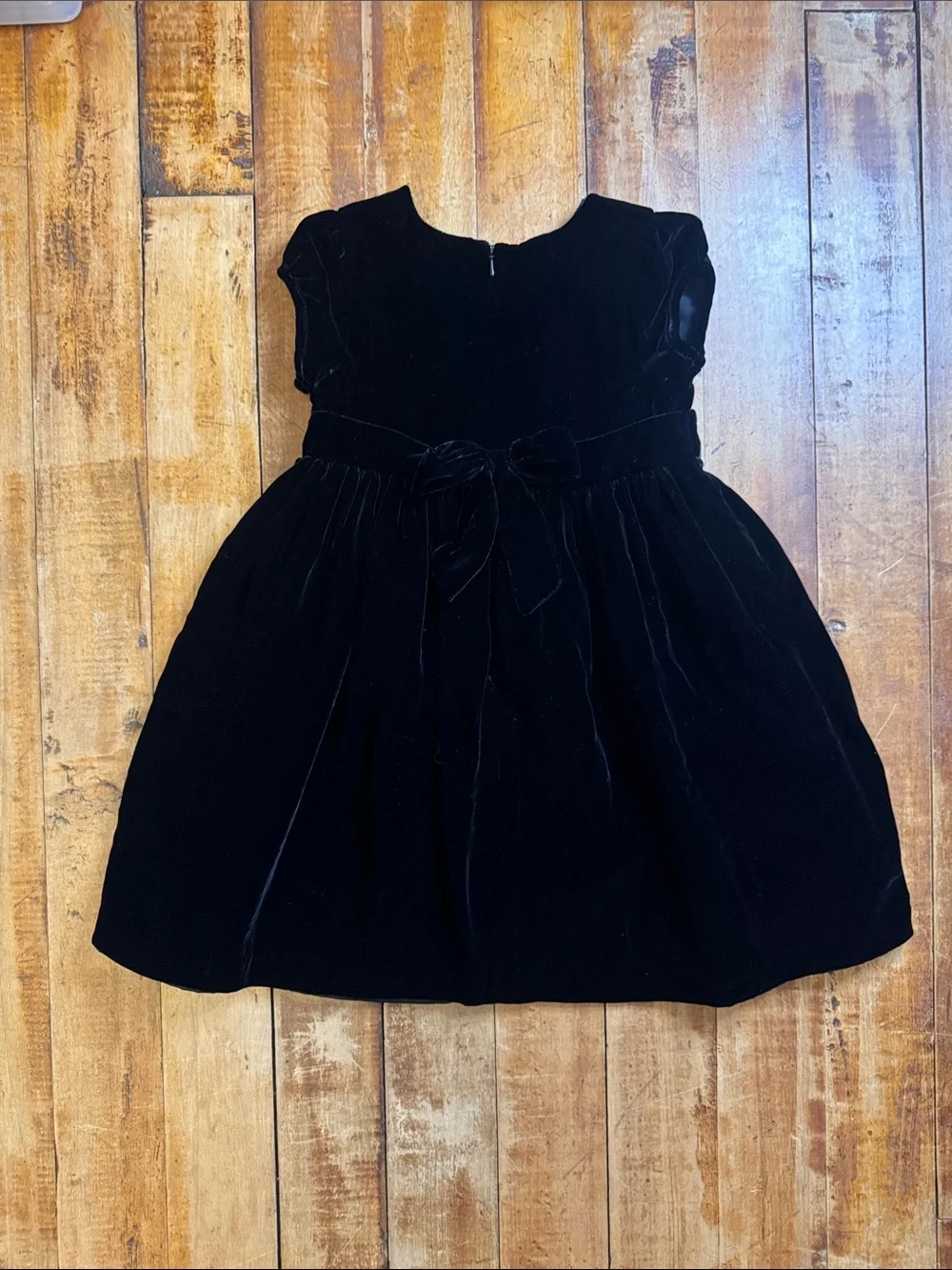 Gymboree Black Velvet Dress 3T Embroidered Bodice lined holiday